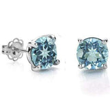 EXCLUSIVE 0.9 CARAT TW (2 PCS) BLUE TOPAZ 10K SOLID WHITE GOLD EARRINGS - Wholesalekings.com