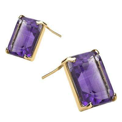 EXCLUSIVE 1.1 CARAT TW (2 PCS) AMETHYST 10K SOLID YELLOW GOLD EARRINGS - Wholesalekings.com