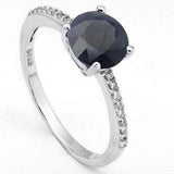 EXCLUSIVE 1.6 CARAT TW DYED GENUINE SAPPHIRE & CREATED WHITE SAPPHIRE PLATINUM OVER 0.925 STERLING SILVER RING - Wholesalekings.com