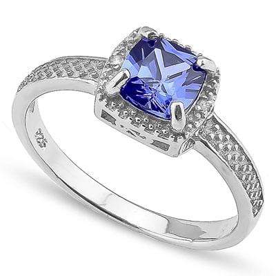 EXCLUSIVE 1.66 CARAT TW  LAB TANZANITE & GENUINE DIAMOND 925 STERLING SILVER RING - Wholesalekings.com