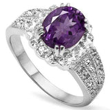 EXCLUSIVE 1.67 CT AMETHYST & 2 PCS WHITE DIAMOND 0.925 STERLING SILVER W/ PLATINUM RING - Wholesalekings.com