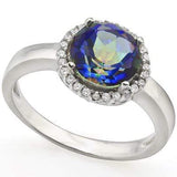 EXCLUSIVE 1.82 CT OCEAN MYSTIC GEMSTONE & 1PCS GENUINE DIAMOND PLATINUM OVER 0.925 STERLING SILVER RING - Wholesalekings.com