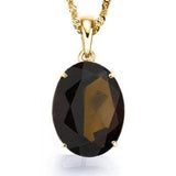 EXCLUSIVE 11 CARAT TW (1 PCS) SMOKEY TOPAZ 10K SOLID YELLOW GOLD PENDANT - Wholesalekings.com