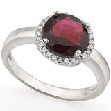 EXCLUSIVE 2.21 CT GARNET & 1PCS GENUINE DIAMOND PLATINUM OVER 0.925 STERLING SILVER RING - Wholesalekings.com