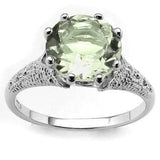 EXCLUSIVE 2.557 CARAT TW  GREEN AMETHYST & GENUINE DIAMOND PLATINUM OVER 0.925 STERLING SILVER RING - Wholesalekings.com