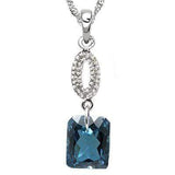 EXCLUSIVE 2.98 CT LONDON BLUE TOPAZ & 10PCS WHITE DIAMOND 10K SOLID WHITE GOLD PENDANT - Wholesalekings.com