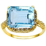 EXCLUSIVE 7.74 CARAT TW (19 PCS) BLUE TOPAZ & GENUINE DIAMOND 10K SOLID YELLOW G - Wholesalekings.com