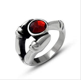 EXCLUSIVE HIGH POLISH MEN FASHION CREATED RUBY TITANIUM STEEL RING - Wholesalekings.com