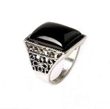 EXCLUSIVE SILVER PLATED ALLOY RINGS WITH BLACK ONYX - Wholesalekings.com