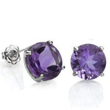 EXQUISITE 0.9 CARAT TW (2 PCS) AMETHYST 10K SOLID WHITE GOLD EARRINGS - Wholesalekings.com