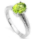 EXQUISITE 1.084 CARAT TW (3 PCS) PERIDOT & GENUINE DIAMOND PLATINUM OVER 0.925 STERLING SILVER RING - Wholesalekings.com