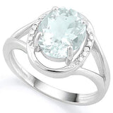 EXQUISITE !  1 3/4 CARAT AQUAMARINE &   DIAMOND 925 STERLING SILVER RING - Wholesalekings.com