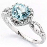 EXQUISITE 1.34 CARAT TW BLUE TOPAZ & GENUINE DIAMOND PLATINUM OVER 0.925 STERLING SILVER RING - Wholesalekings.com