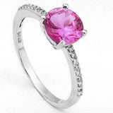 EXQUISITE 1.45 CT CREATED PINK SAPPHIRE & 20PCS CUBIC ZIRCONIA PLATINUM OVER 0.925 STERLING SILVER RING - Wholesalekings.com