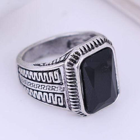EXQUISITE ! 18K GOLD PLATED ONYX GERMAN SILVER RING - Wholesalekings.com