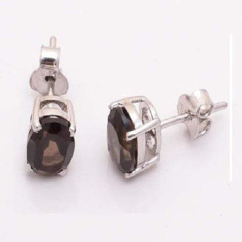 EXQUISITE ! 2 CARAT SMOKEY TOPAZ  925 STERLING SILVER EARRINGS STUD wholesalekings wholesale silver jewelry