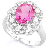 EXQUISITE !   3 1/2 CARAT CREATED RUBY &  4 CARAT (40 PCS) FLAWLESS CREATED DIAMOND 925 STERLING SILVER RING - Wholesalekings.com