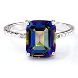 EXQUISITE ! 3 CARAT OCEAN MYSTIC GEMSTONE & DIAMOND 925 STERLING SILVER RING - Wholesalekings.com