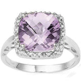 EXQUISITE 4.05 CT PINK AMETHYST & 16 PCS WHITE DIAMOND 10K SOLID WHITE GOLD RING - Wholesalekings.com