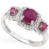 FABULOUS 1.652 CARAT TW DYED GENUINE RUBY & DIAMOND PLATINUM OVER 0.925 STERLING SILVER RING - Wholesalekings.com