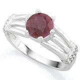 FANTASTIC !  1 3/5 CARAT RUBY &   (20 PCS) FLAWLESS CREATED DIAMOND 925 STERLING SILVER RING - Wholesalekings.com