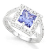 FANTASTIC ! 2 2/3 CARAT LAB TANZANITE & DIAMOND 925 STERLING SILVER RING - Wholesalekings.com