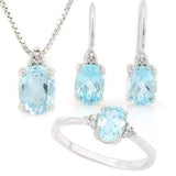 FANTASTIC ! 3 1/2 CARAT BABY SWISS BLUE TOPAZ & (15 PCS) DIAMOND 925 STERLING SILVER SET - Wholesalekings.com
