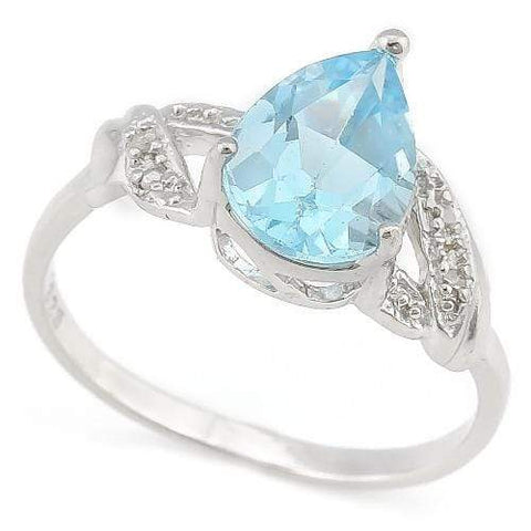 FANTASTIC ! 3 1/2 CARAT BABY SWISS BLUE TOPAZ & DIAMOND 925 STERLING SILVER RING - Wholesalekings.com