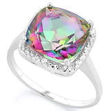 FANTASTIC !   4 1/5 CARAT MYSTIC GEMSTONE &   DIAMOND 925 STERLING SILVER RING - Wholesalekings.com