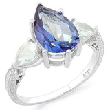 FANTASTIC !  VIOLET MYSTIC GEMSTONE &  1 1/3 CARAT AQUAMARINE 925 STERLING SILVER RING - Wholesalekings.com