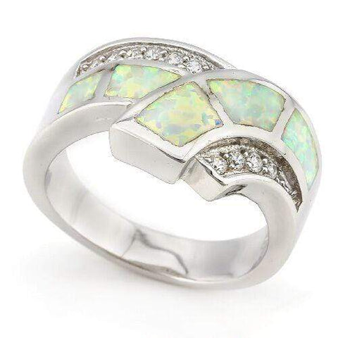 FASCINATING ! 1 1/2 CARAT CREATED FIRE OPAL & 1/2 CARAT (10 PCS) CREATED WHITE SAPPHIRE 925 STERLING SILVER RING - Wholesalekings.com