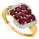 FASCINATING ! 1.29 CARAT (9 PCS) RUBY & (18 PCS) DIAMOND 10KT SOLID GOLD RING - Wholesalekings.com