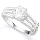 FASCINATING !  1 3/4 CARAT WHITE TOPAZ &   (20 PCS) FLAWLESS CREATED DIAMOND 925 STERLING SILVER RING - Wholesalekings.com