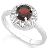 FEMININE !   1 CARAT GARNET &   DIAMOND 925 STERLING SILVER RING - Wholesalekings.com