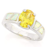 FOXY ! 3 4/5 CARAT CREATED CITRINE & 1 CARAT CREATED FIRE OPAL 925 STERLING SILVER RING - Wholesalekings.com