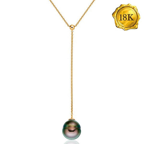 FOXY !   8 -10MM BAROQUE TAHITIAN PEARL 18KT SOLID GOLD NECKLACE wholesalekings wholesale silver jewelry