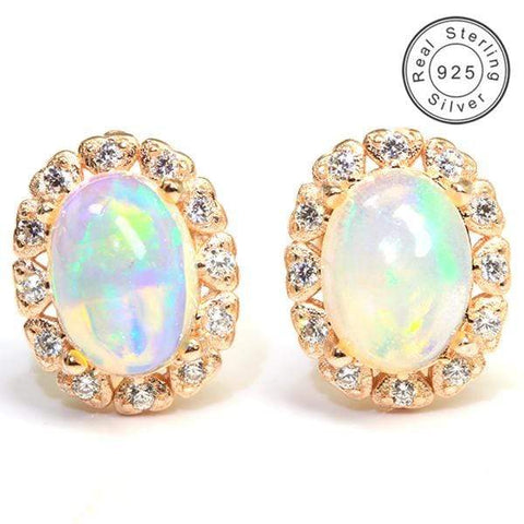 GENUINE ETHIOPIAN OPAL & CREATED WHITE SAPPHIRE 1.20 CT GENUINE ETHIOPIAN OPAL 925 STERLING SILVER EARRINGS - Wholesalekings.com