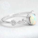 GENUINE FIRE OPAL & CREATED WHITE SAPPHIRE 925 STERLING SILVER ADJUSTABLE OPEN RING ADJUSTABLE OPEN RING - Wholesalekings.com