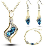 Gifts Sales MODA Elegant Luxury Design New Fashion  Gold Filled Colorful Austrian Crystal Drop Jewelry Sets Women - Wholesalekings.com