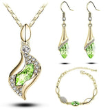 Gifts Sales MODA Elegant Luxury Design New Fashion  Gold Filled Colorful Austrian Crystal Drop Jewelry Sets Women - Wholesalekings.com