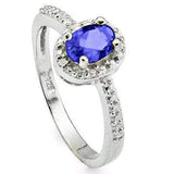 GLAMOROUS 0.44 CARAT TW GENUINE TANZANITE & GENUINE DIAMOND PLATINUM OVER 0.925 STERLING SILVER RING - Wholesalekings.com