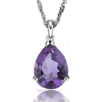 GLAMOROUS 0.5 CARAT TW (1 PCS) AMETHYST 10K SOLID WHITE GOLD PENDANT - Wholesalekings.com