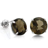 GLAMOROUS 0.9 CARAT TW (2 PCS) SMOKEY TOPAZ 10K SOLID WHITE GOLD EARRINGS - Wholesalekings.com