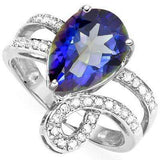 GLAMOROUS 1.862 CARAT TW (3 PCS) OCEAN MYSTIC GEMSTONE & GENUINE DIAMOND PLATINUM OVER 0.925 STERLING SILVER RING - Wholesalekings.com