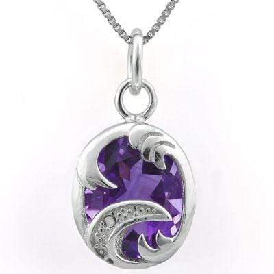 GLAMOROUS 3.106 CARAT TW AMETHYST & GENUINE DIAMOND PLATINUM OVER 0.925 STERLING SILVER PENDANT wholesalekings wholesale silver jewelry