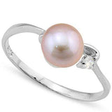 GLAMOROUS 3.50 CT PURPLE PEARL & 1PC CREATED WHITE SAPPHIRE PLATINUM OVER 0.925 STERLING SILVER RING - Wholesalekings.com