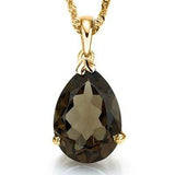 GLAMOROUS 6 CARAT TW (7 PCS) SMOKEY TOPAZ 10K SOLID YELLOW GOLD PENDANT - Wholesalekings.com