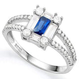 GLAMOROUS  CREATED BLUE SAPPHIRE   925 STERLING SILVER HALO RING - Wholesalekings.com
