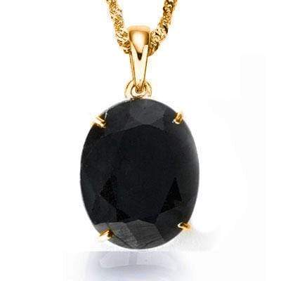 GORGEOUS 0.5 CARAT TW (1 PCS) GENUINE BLACK SAPPHIRE 10K SOLID YELLOW GOLD PENDANT - Wholesalekings.com