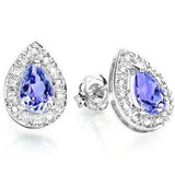 GORGEOUS 0.65 CT GENUINE TANZANITE & 28 PCS WHITE DIAMOND 9K SOLID WHITE GOLD EA - Wholesalekings.com